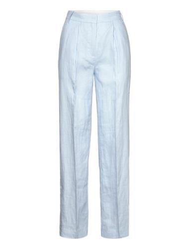 Linen Straight Trousers Bottoms Trousers Straight Leg Blue REMAIN Birg...