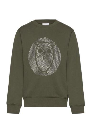 Sweat With Big Owl Print - Gots/Veg Tops Sweat-shirts & Hoodies Sweat-...