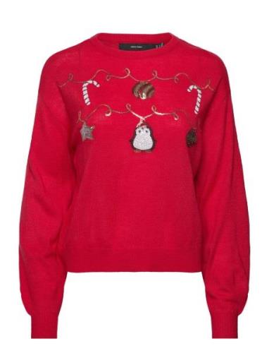 Vmgarland Ls O-Neck Pullover Xmas Tops Knitwear Jumpers Red Vero Moda