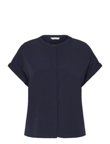 Solid Blouse Tops T-shirts & Tops Short-sleeved Navy Tom Tailor