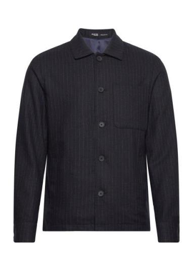 Slhreg-Ayr Pinstriped Hybrid Blz B Tops Overshirts Navy Selected Homme