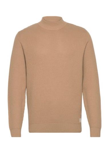 Structured Mockneck Knit Tops Knitwear Round Necks Beige Tom Tailor