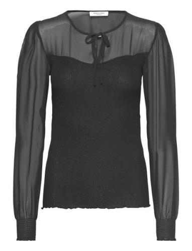 Silk T-Shirt Tops T-shirts & Tops Long-sleeved Black Rosemunde