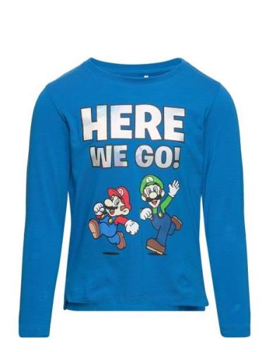 Nmmadonis Mario Ls Top Bfu Tops T-shirts Long-sleeved T-shirts Blue Na...