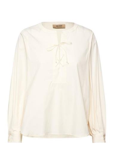 Yen Tie Blouse Tops Blouses Long-sleeved Cream MOS MOSH