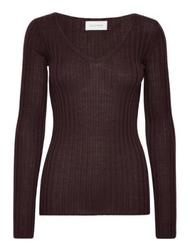 Monique Top Tops T-shirts & Tops Long-sleeved Brown House Of Dagmar