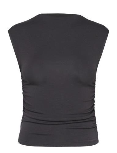 Soft Touch Funnel Neck Top Tops T-shirts & Tops Sleeveless Black Gina ...