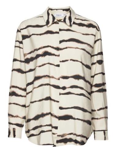 Mschflorella Top Aop Tops Shirts Long-sleeved Beige MSCH Copenhagen