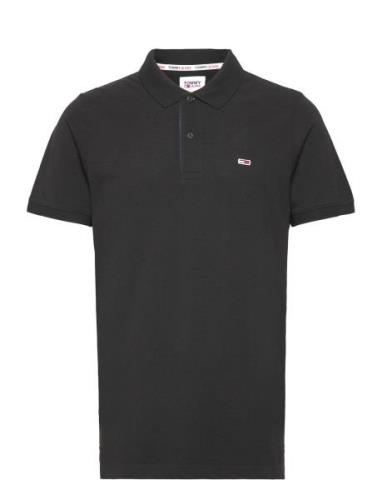 Tjm Slim Placket Polo Tops Polos Short-sleeved Black Tommy Jeans