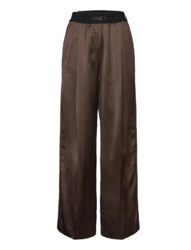 Ciara, 1845 Heavy Satin Bottoms Trousers Wide Leg Brown STINE GOYA