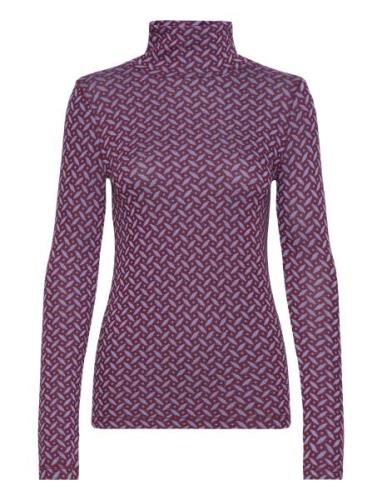 Rodebjer Kiena Leaves Tops Knitwear Turtleneck Purple RODEBJER