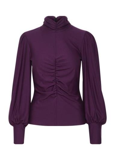 Rifagz Ls Cuff Blouse Tops Blouses Long-sleeved Purple Gestuz