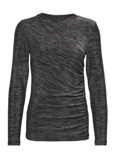 Jafariw Wrap Tshirt Tops T-shirts & Tops Long-sleeved Grey InWear