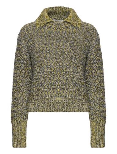 Terrie Moulinere Crew Neck Tops Knitwear Jumpers Yellow Wood Wood