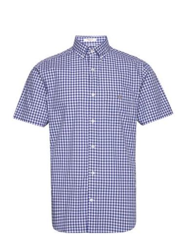 Reg Classic Poplin Gingh Ss Shirt Tops Shirts Short-sleeved Blue GANT