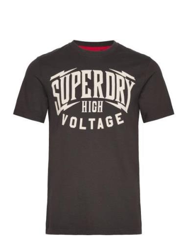 Retro Rock Graphic T Shirt Tops T-shirts Short-sleeved Grey Superdry