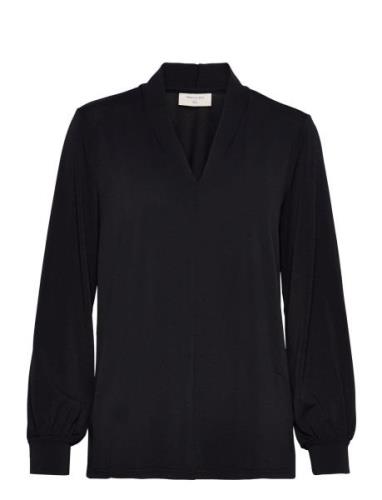 Fqyrsa-Blouse Tops Blouses Long-sleeved Black FREE/QUENT