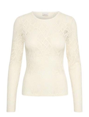 Hilmagz Lace Ls Blouse Tops Blouses Long-sleeved Cream Gestuz