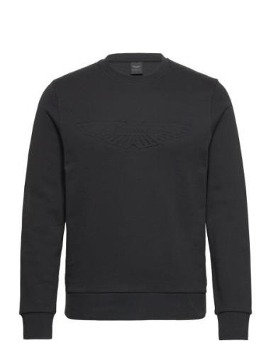 Am Embossed Crew Tops Sweat-shirts & Hoodies Sweat-shirts Black Hacket...