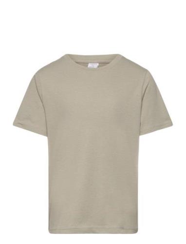 T Shirt Regular Solid Tops T-shirts Short-sleeved Khaki Green Lindex