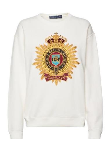 Embroidered-Crest Fleece Sweatshirt Tops Sweat-shirts & Hoodies Sweat-...