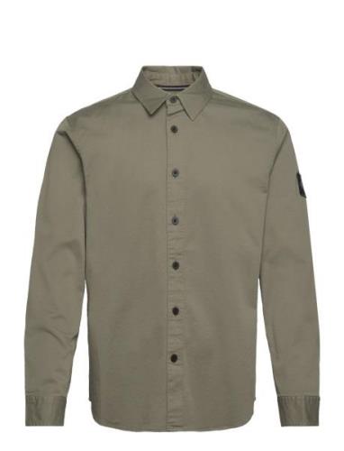 Monologo Badge Relaxed Shirt Tops Shirts Casual Khaki Green Calvin Kle...