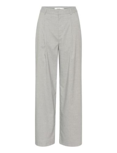 Paulagz Pinstripe Mw Wide Pants Bottoms Trousers Wide Leg Grey Gestuz