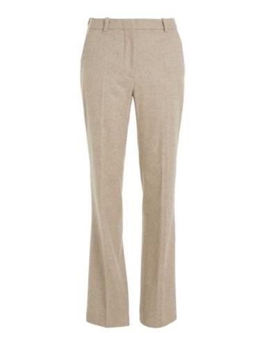 Flannel Wool Slim Straight Pants Bottoms Trousers Straight Leg Beige C...