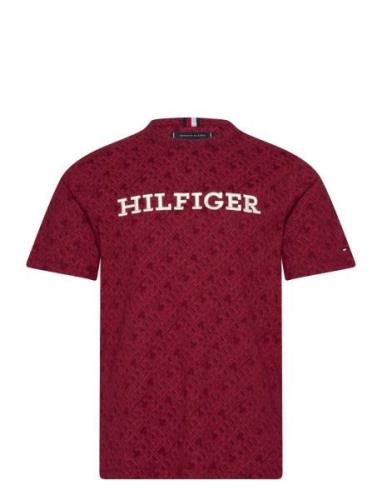 Aop Monogram Tee Tops T-shirts Short-sleeved Burgundy Tommy Hilfiger