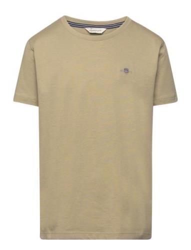 Shield Ss T-Shirt Tops T-shirts Short-sleeved Khaki Green GANT