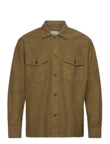 Light Twill Overshirt Tops Overshirts Khaki Green GANT