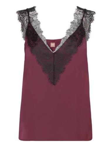 Belinga Tops Blouses Sleeveless Burgundy BOSS