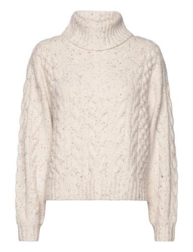 Knit Roll-Neck Pullover Tops Knitwear Turtleneck Cream Tom Tailor