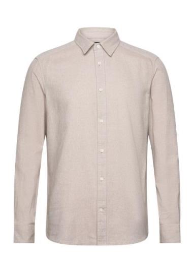 Onsben Reg Ctn Herringb Ls Shirt Tops Shirts Casual Cream ONLY & SONS