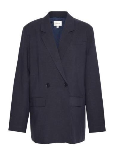 Lizagz Linen Blazer Noos Blazers Double Breasted Blazers Navy Gestuz