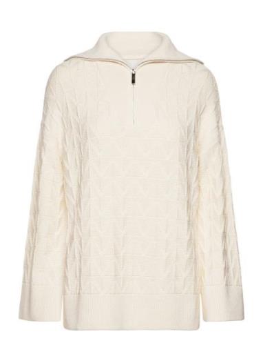 Herringb Half Zip Tops Knitwear Jumpers Cream GANT