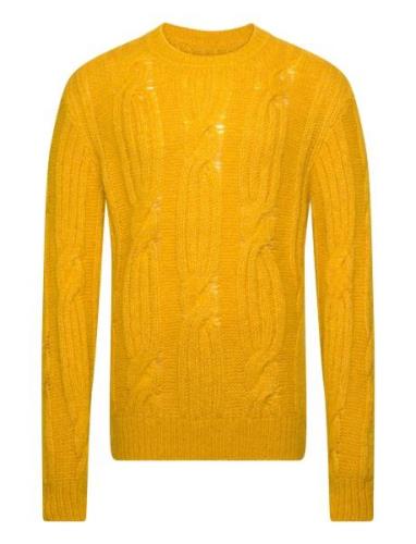 Furry Cable Cneck Tops Knitwear Round Necks Yellow GANT