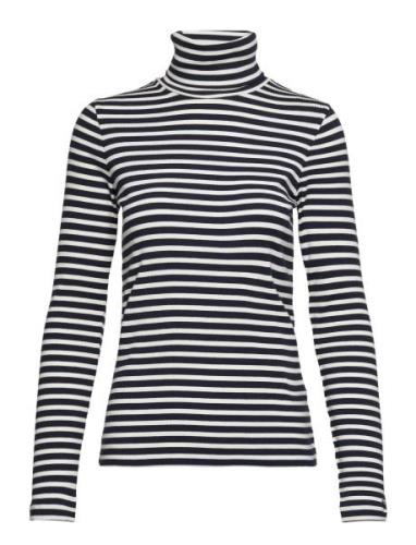 Slim Striped Rib Turtleneck Tops Knitwear Turtleneck Blue GANT