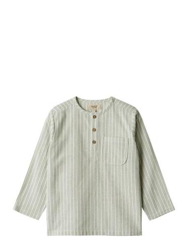 Shirt Bjørk Tops Shirts Long-sleeved Shirts Blue Wheat