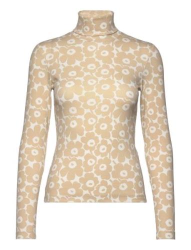 Emali Unikko Tops T-shirts & Tops Long-sleeved Beige Marimekko