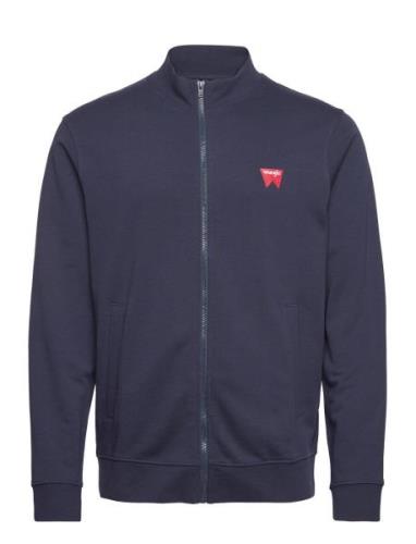 Funnel Neck Zip Tops Sweat-shirts & Hoodies Sweat-shirts Navy Wrangler