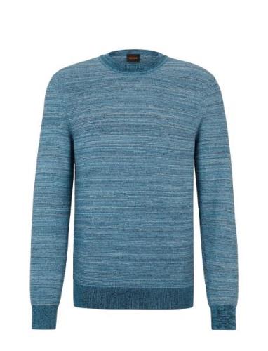 Aspok Tops Knitwear Round Necks Blue BOSS