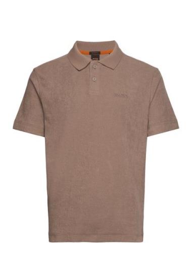 Pe_Towel Tops Polos Short-sleeved Brown BOSS