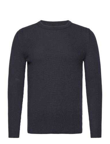 Tight Cotton Ulf Knit Tops Knitwear Round Necks Navy Mads Nørgaard