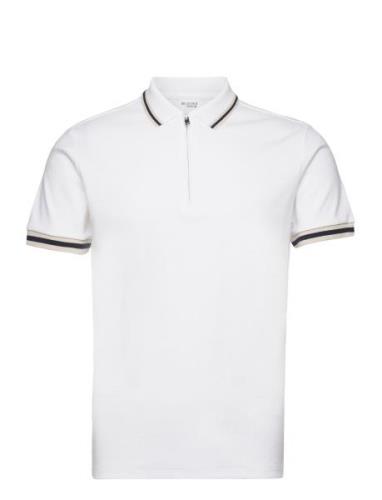 Slhslim-Toulouse Detail Ss Polo Noos Tops Polos Short-sleeved White Se...