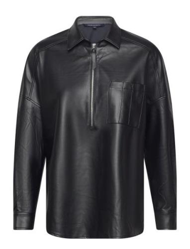 Crolenda Pu Popover Tops Shirts Long-sleeved Black French Connection