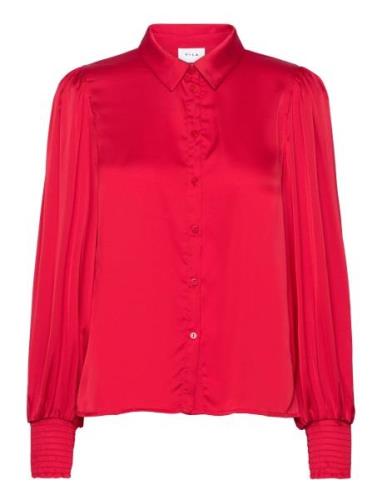 Vikenzie L/S Shirt/6/Ln Tops Shirts Long-sleeved Red Vila