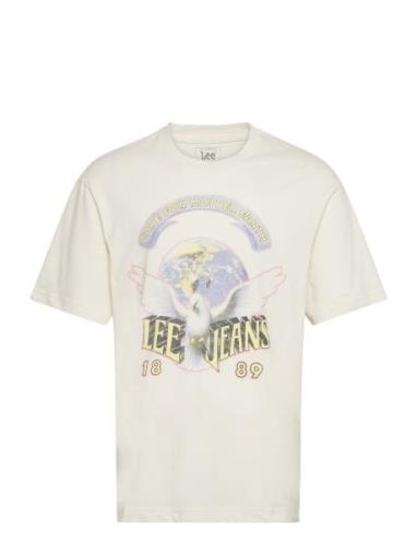 Loose Tee Tops T-shirts Short-sleeved Cream Lee Jeans