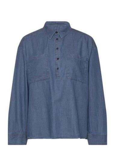 Emmarosepw Sh Tops Shirts Long-sleeved Blue Part Two