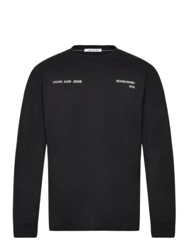 Spray Box Ls Tee Tops T-shirts Long-sleeved Black Calvin Klein Jeans